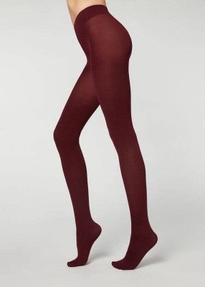 Calzedonia 100 Denier Total Comfort Soft Touch Opaque Women's Tight Red | CA 3181NB