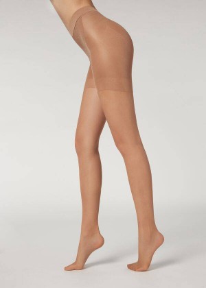 Calzedonia 15 Denier Total Shaper Sheer Women's Tight Brown | CA 3053SO