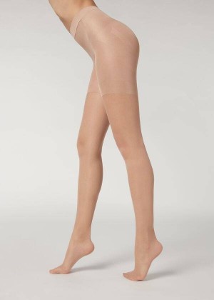 Calzedonia 30 Denier Total Shaper Sheer Women's Tight Beige | CA 3000SO