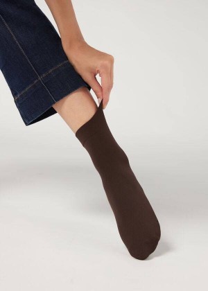 Calzedonia 50 Denier Soft Touch Short Women's Socks Coffee | CA 1865CE