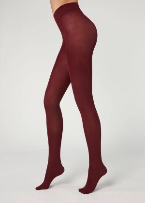 Calzedonia 50 Denier Total Comfort Soft Touch Opaque Women's Tight Burgundy | CA 3165GL