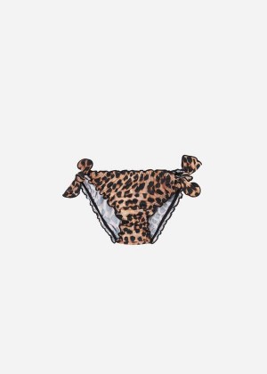 Calzedonia Animal Print Bottom Bilbao Kids' Swimsuits Black / Brown | CA 1172TV