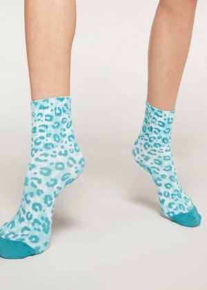 Calzedonia Animal Print Short Women's Socks Green | CA 1854AP