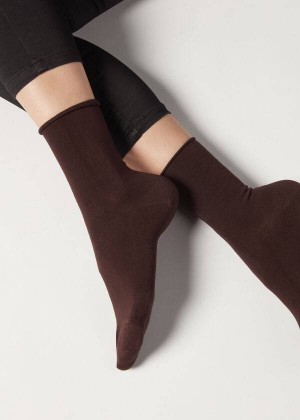 Calzedonia Ankle with Cashmere Short Women's Socks Brown | CA 1851IS