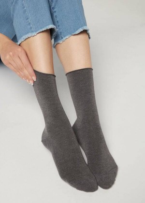 Calzedonia Ankle with Cashmere Short Women's Socks Grey | CA 1845WY