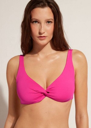 Calzedonia Balconette Indonesia Eco cobey Women's Bikini Tops Pink | CA 2518HK