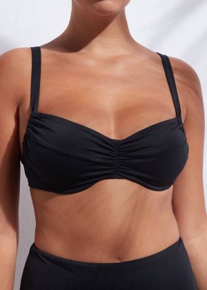 Calzedonia Balconette Indonesia Women's Bikini Tops Black | CA 2527UT