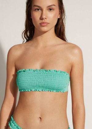 Calzedonia Bandeau Formentera Women's Bikini Tops Green | CA 2502YU