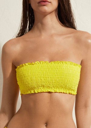 Calzedonia Bandeau Formentera Women's Bikini Tops Yellow | CA 2500IS