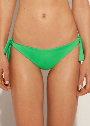 Calzedonia Bow Brazilian Indonesia Eco Women's Bikini Bottoms Green | CA 2891TV