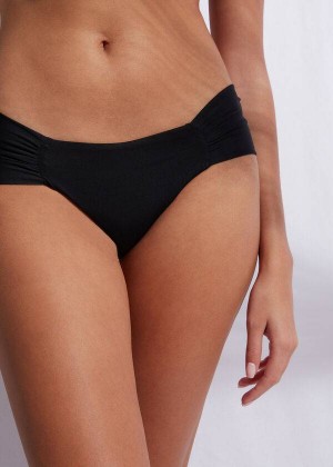 Calzedonia Brazilian Indonesia Eco Women's Bikini Bottoms Black | CA 2880HK