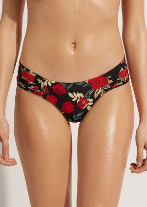 Calzedonia Brazilian Reversible Ruched Nizza Women's Bikini Bottoms Pink / Red | CA 2872BC