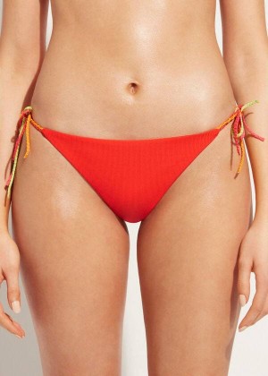 Calzedonia Brazilian String Berlino Women's Bikini Bottoms Red | CA 2864YU