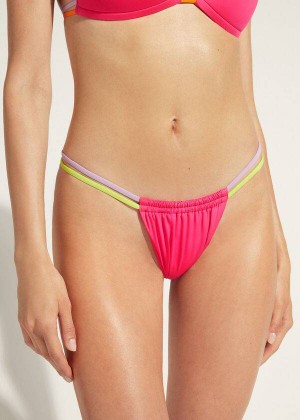 Calzedonia Brazilian String Tokyo Eco Women's Bikini Bottoms Pink | CA 2847TV