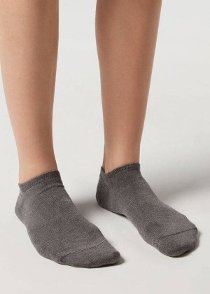 Calzedonia Cashmere Blend No-Show Men's Socks Grey | CA 1309SO