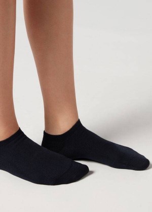 Calzedonia Cashmere Blend No-Show Women's Socks Blue | CA 1926TV