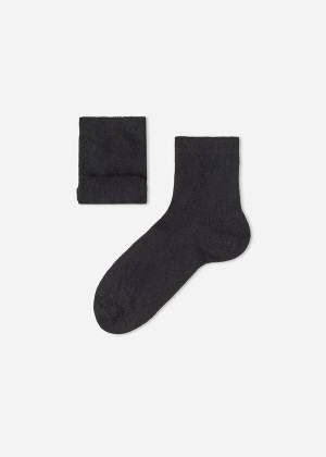 Calzedonia Cashmere Blend Short Kids' Socks Black | CA 1097IS