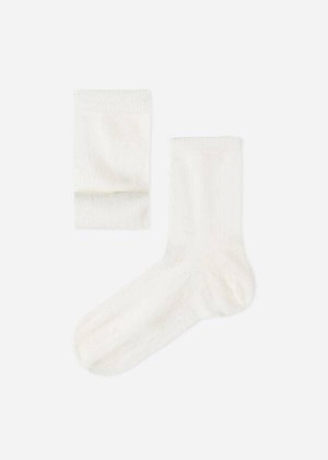 Calzedonia Cashmere Blend Short Kids' Socks White | CA 1026GL