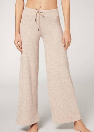 Calzedonia Cashmere Palazzo Women's Pants Beige | CA 1476VD