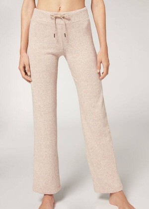 Calzedonia Cashmere Straight Women's Pants Beige | CA 1472LH