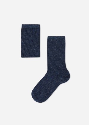 Calzedonia Cashmere and Glitter Short Kids' Socks Blue | CA 1103FM