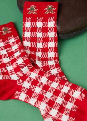 Calzedonia Christmas Series Short Crew Men's Socks Red / White | CA 1396XF