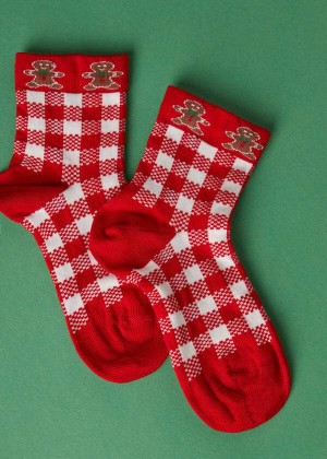 Calzedonia Christmas Series Short Kids' Socks Red / White | CA 1095YU