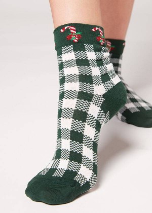 Calzedonia Christmas Series Short Women's Socks Green | CA 1824UT