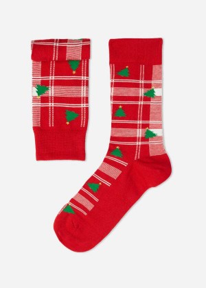 Calzedonia Christmas Short Crew Men's Socks Red | CA 1391HK