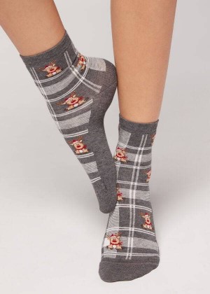 Calzedonia Christmas Short Women's Socks Grey | CA 1819WY