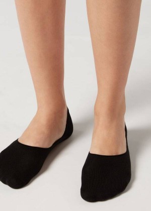 Calzedonia Cotton Invisible Men's Socks Black | CA 1286GL