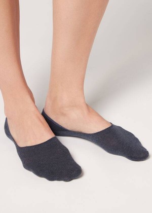 Calzedonia Cotton Invisible Men's Socks Navy | CA 1282AP