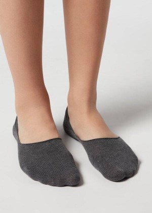 Calzedonia Cotton Invisible Women's Socks Grey | CA 1992LH