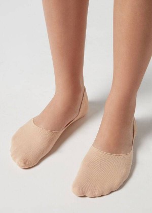 Calzedonia Cotton Invisible Women's Socks White | CA 1988GL