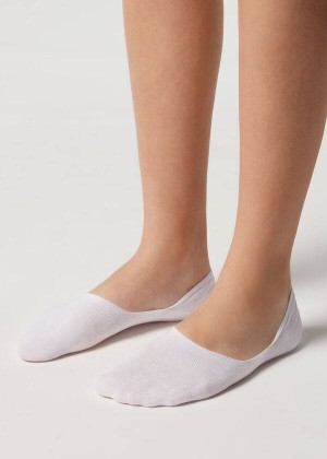 Calzedonia Cotton Invisible Women's Socks White | CA 1987FM