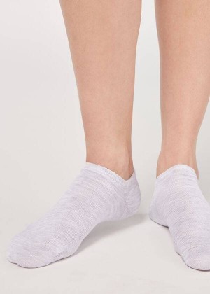 Calzedonia Cotton No-Show Men's Socks Silver | CA 1291ZG