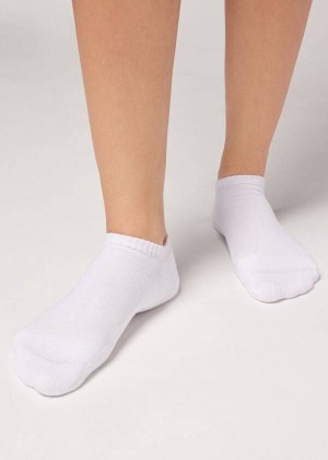 Calzedonia Cotton No-Show Sport Men's Socks White | CA 1307PQ