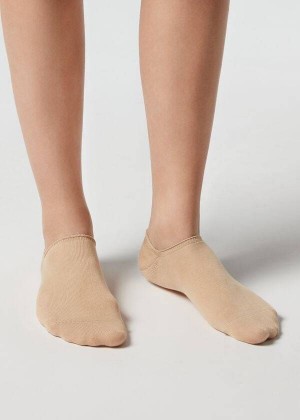 Calzedonia Cotton No-Show Women's Socks Brown | CA 1915ZG