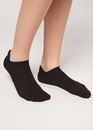 Calzedonia Cotton No-Show cobey Men's Socks Black | CA 1306OR