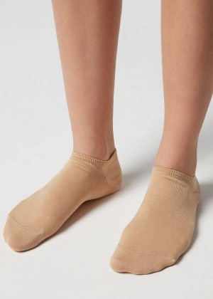 Calzedonia Cotton No-Show rosa Men's Socks Brown / Beige | CA 1298QZ