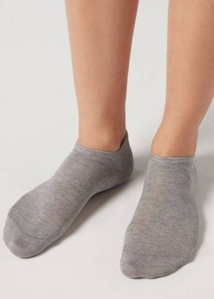 Calzedonia Cotton No-Show rosa Men's Socks Grey | CA 1296NB