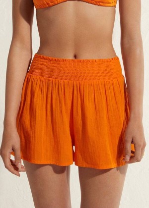 Calzedonia Cotton Shorts Women's Cover Ups Orange | CA 2070LH