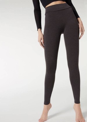 Calzedonia Cotton Women's Leggings Grey | CA 1554VD