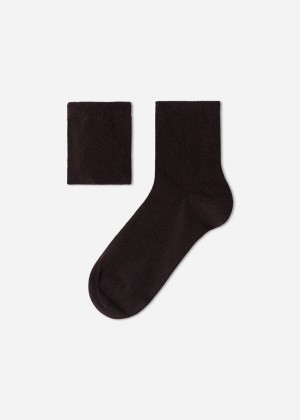 Calzedonia Cotton with Fresh Feet Breathable Material Short Kids' Socks Coffee | CA 1089MA