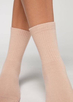 Calzedonia Crew Sport Men's Socks Beige | CA 1347BC