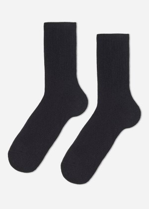 Calzedonia Crew Sport Men's Socks Black | CA 1379RW