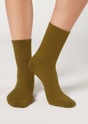 Calzedonia Crew Sport Men's Socks Green | CA 1393KI