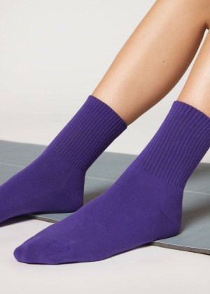 Calzedonia Crew Sport Men's Socks Purple | CA 1394LH