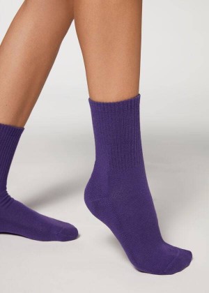 Calzedonia Crew Sport Men's Socks Purple | CA 1348NB