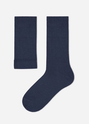 Calzedonia Crew with Cashmere Men's Socks Grey / Blue | CA 1359PQ